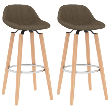 Tabourets de bar en lot de 2 en tissu Brun  