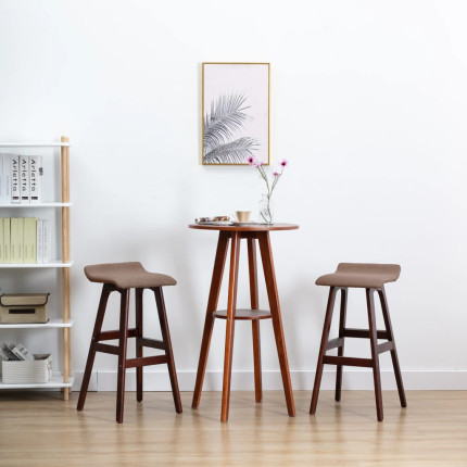 Chaise de bar en lot de 2 en tissu Taupe  
