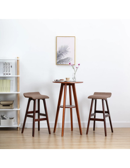 Chaise de bar en lot de 2 en tissu Taupe  