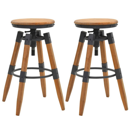 Tabourets de bar industriel en lot de 2 en bois de sapin Brun  {attributes}