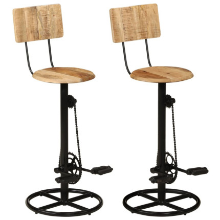 Tabourets de bar industriel en lot de 2 en bois de manguier massif Brun 44 x 44 x 112 cm {attributes}