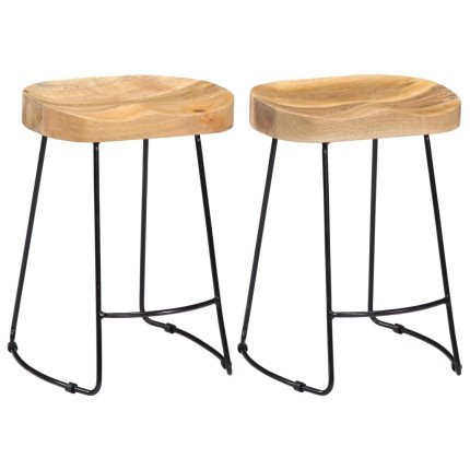 Tabourets de bar Industriel / Rétro - Vintage / Bohème en lot de 2 en bois de manguier Brun 46 x 38 x 52 cm {attributes}