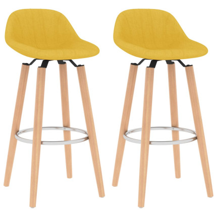 Tabourets de bar en lot de 2 en tissu Jaune  