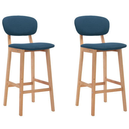 Tabourets de bar en lot de 2 en tissu Bleu  