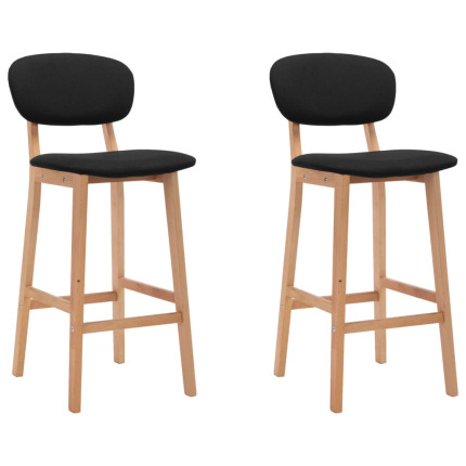 Tabourets de bar en lot de 2 en tissu Noir  