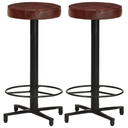 Tabourets de bar Industriel / Rétro - Vintage en lot de 2 en cuir véritable Brun 66 cm {attributes}