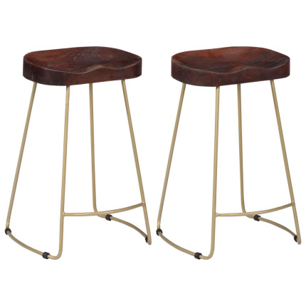 Tabourets de bar Industriel / Rétro - Vintage en lot de 2 en bois de manguier massif Brun 45 x 40 x 62 cm {attributes}