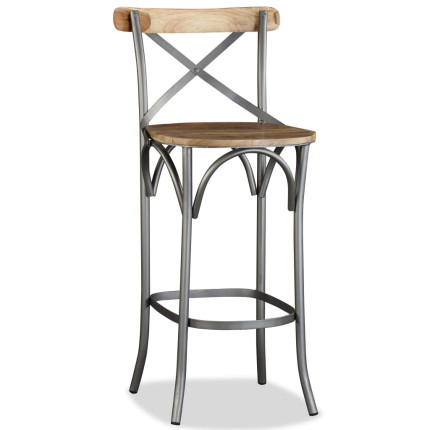 Tabouret de bar industriel en bois de manguier massif Brun  {attributes}