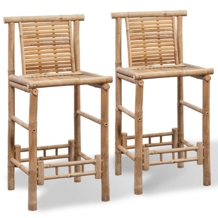 Tabourets de bar Bohème / Nature en lot de 2 en bambou Brun  {attributes}