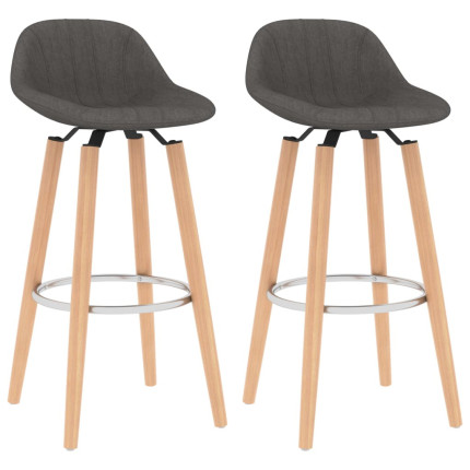 Tabourets de bar en lot de 2 en tissu Gris  