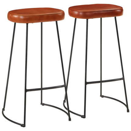 Tabourets de bar  Industriel / Rétro - Vintage en lot de 2 avec cadre en métal et revêtement en cuir Brun 44 x 37.5 x 78 cm {att