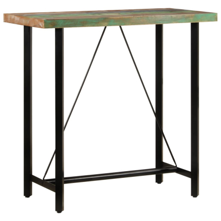 Table de bar style Industriel en bois massif de récupération et fer Multicolore 110 x 55 x 107 cm {attributes}