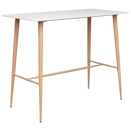 Table de bar en métal et bois Blanc 120x60x105 cm {attributes}