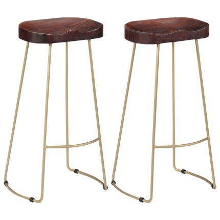 Tabourets de bar Industriel / Rétro - Vintage gavin en lot de 2 en bois de manguier massif Brun 45 x 40 x 78 cm {attributes}