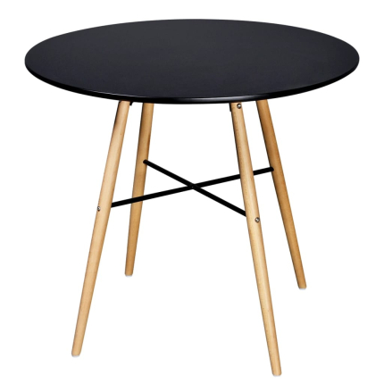 Table de salle à manger Style Scandinave ronde en bois MDF Noir 80 x 72 cmcc {attributes}