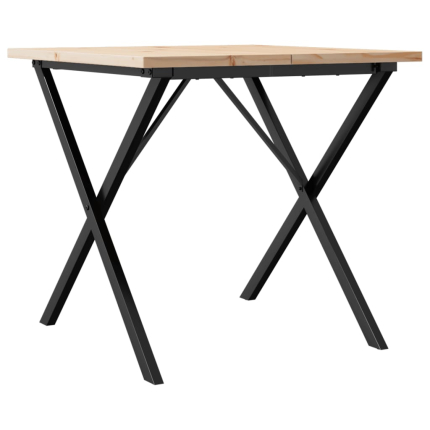 Table à manger Style Industriel cadre en X en bois de pin massif & fonte 80 x 80 x 75.5 cm {attributes}