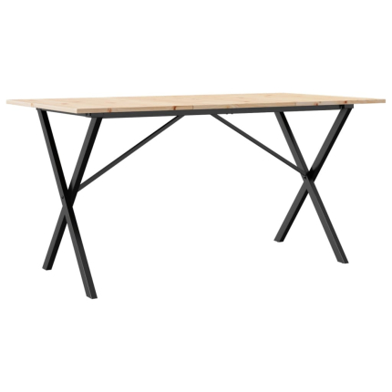 Table à manger Style Industriel cadre en X en bois de pin massif & fonte 140 x 80 x 75 cm {attributes}