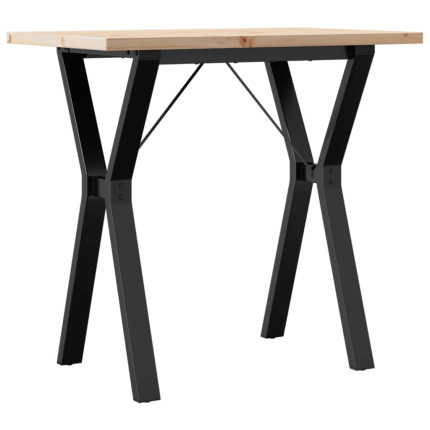 Table à manger Style Industriel cadre en Y en bois de pin massif & fonte 80 x 50 x 75.5 cm {attributes}