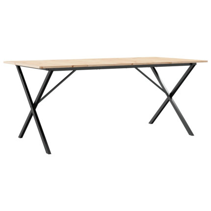 Table à manger Style Industriel cadre en X en bois de pin massif & fonte 180 x 90 x 75 cm {attributes}