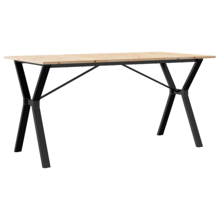 Table à manger Style Industriel cadre en Y en bois de pin massif & fonte 160 x 80 x 75 cm {attributes}