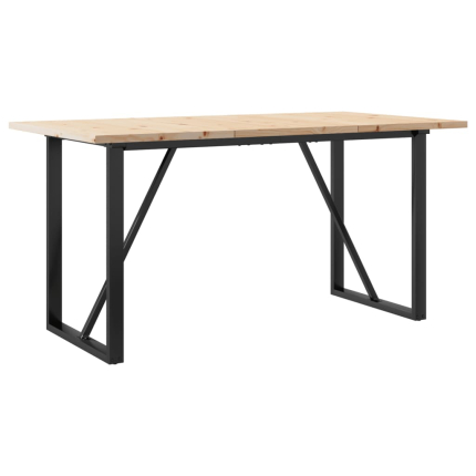 Table à manger Style Industriel cadre en O en bois de pin massif & fonte 140 x 80 x 75.5 cm {attributes}