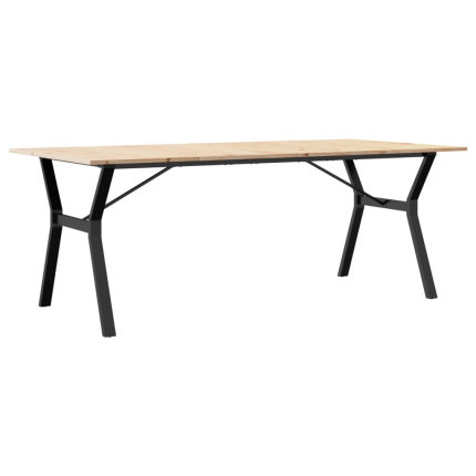 Table à manger Style Industriel cadre en Y en bois de pin massif & fonte 200 x 100 x 75 cm {attributes}