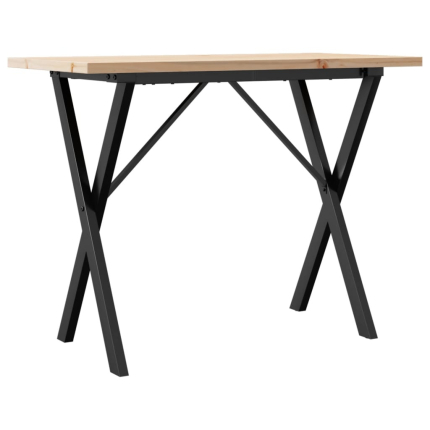 Table à manger Style Industriel cadre en X en bois de pin massif & fonte 100 x 50 x 75.5 cm {attributes}