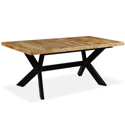 Table à manger Style Industriel en bois de manguier massif et acier 180 x 90 x 76 cm {attributes}