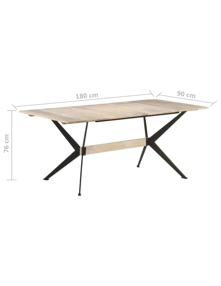 Table à manger Style Industriel en bois de manguier massif 180x90x76 cm {attributes}