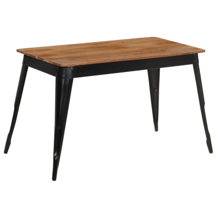 Table à manger Style Industriel en bois d'acacia massif et acier Noir 120 x 60 x 76 cm {attributes}