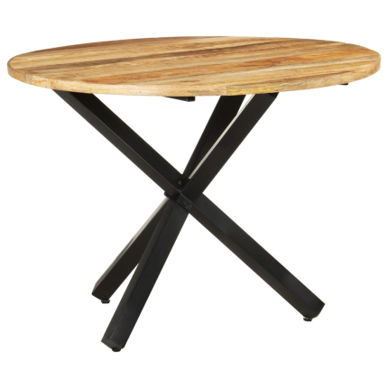 Table à manger Style Industriel ronde en bois de manguier brut Ø 100 x 75 cm {attributes}