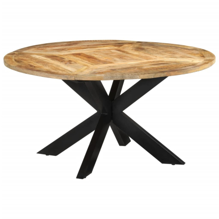 Table à manger Style Industriel en bois de manguier massif brut Ø150x76 cm {attributes}