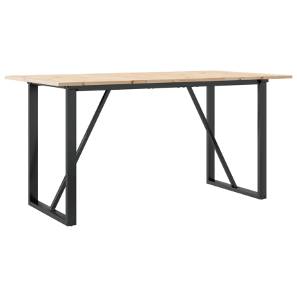 Table à manger Style Industriel cadre en O en bois de pin massif & fonte 140 x 80 x 75 cm {attributes}