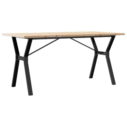 Table à manger Style Industriel cadre en Y en bois de pin massif & fonte 140 x 80 x 75.5 cm {attributes}