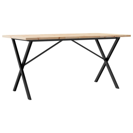 Table à manger Style Industriel cadre en X en bois de pin massif & fonte 160 x 80 x 75.5 cm {attributes}