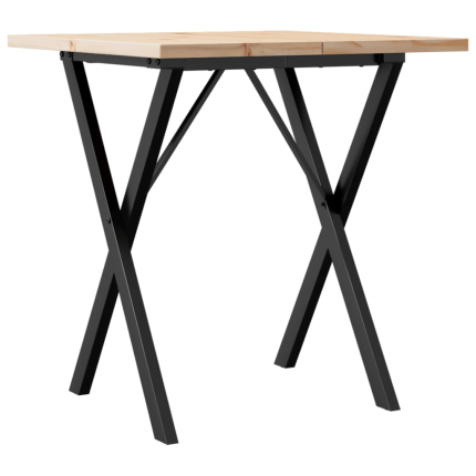 Table à manger Style Industriel cadre en X en bois de pin massif & fonte 70 x 70 x 75.5 cm {attributes}