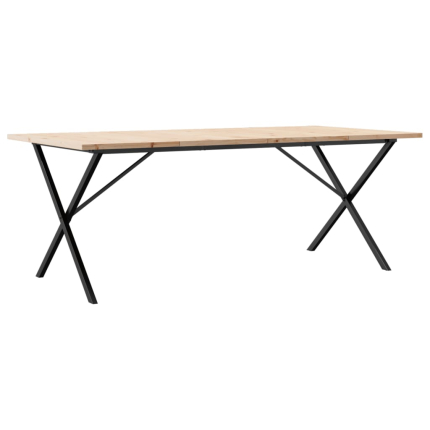 Table à manger Style Industriel cadre en X en bois de pin massif & fonte 200 x 100 x 75.5 cm {attributes}