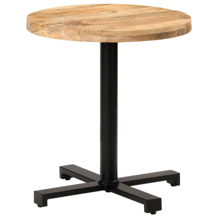 Table de bistro Style Industriel ronde en bois de manguier brut Ø 70 x 75 cm {attributes}