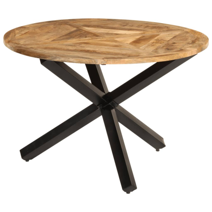 Table à manger Style Industriel en bois de manguier massif brut Ø110x75 cm {attributes}