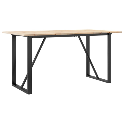 Table à manger Style Industriel cadre en O en bois de pin massif & fonte 160 x 80 x 75 cm {attributes}