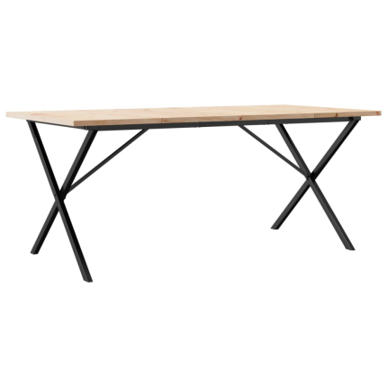 Table à manger Style Industriel cadre en X en bois de pin massif & fonte 180 x 90 x 75.5 cm {attributes}