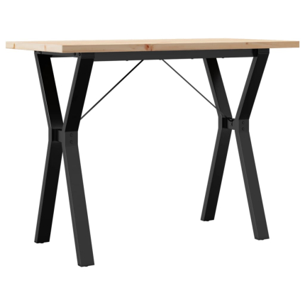 Table à manger Style Industriel cadre en Y en bois de pin massif & fonte 100 x 50 x 75.5 cm {attributes}