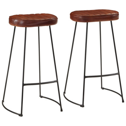 Tabourets de bar gavin Industriel / Rétro - Vintage en lot de 2 avec cadre en métal et revêtement en cuir Brun 44 x 37.5 x 78 cm