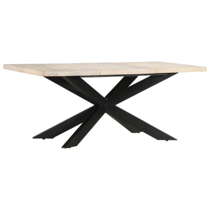 Table à manger Style Industriel en bois de manguier massif blanchi 180x90x76 cm {attributes}