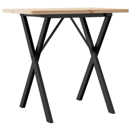 Table à manger Style Industriel cadre en X en bois de pin massif & fonte 80 x 50 x 75.5 cm {attributes}