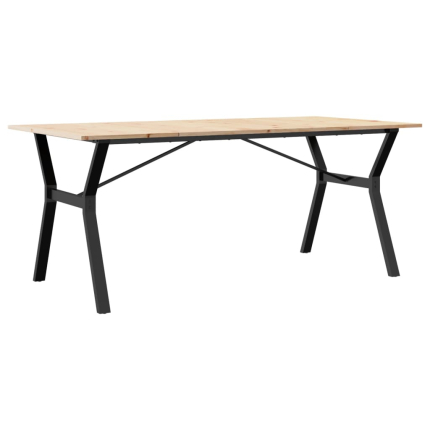 Table à manger Style Industriel cadre en Y en bois de pin massif & fonte 180 x 90 x 75 cm {attributes}