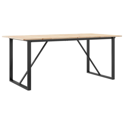 Table à manger Style Industriel cadre en O en bois de pin massif & fonte 180 x 90 x 75 cm {attributes}