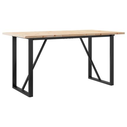 Table à manger Style Industriel cadre en O en bois de pin massif & fonte 160 x 80 x 75.5 cm {attributes}