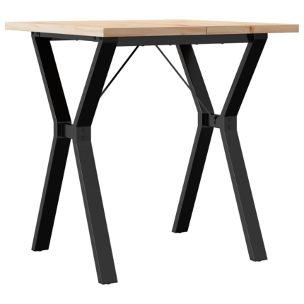 Table à manger Style Industriel cadre en Y en bois de pin massif & fonte 70 x 70 x 75.5 cm {attributes}