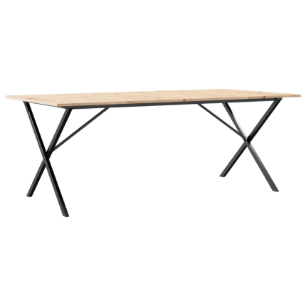 Table à manger Style Industriel cadre en X en bois de pin massif & fonte 200 x 100 x 75 cm {attributes}